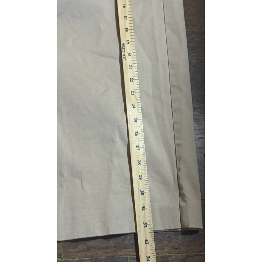 Ann Taylor Beige Cotton Twill Midi Pencil Skirt Button Pockets Size 10 - Picture 2 of 6